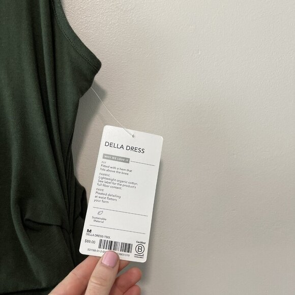 Athleta NWT Della Fitted Green Sleeveless Ruched Side Dress Size Medium - Picture 5 of 9